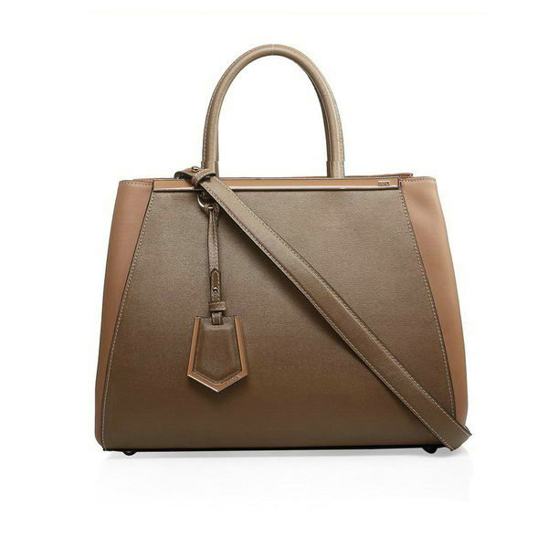 F2552M Fendi 2Jours cuoio originale Tote Bag Khaki F2552M